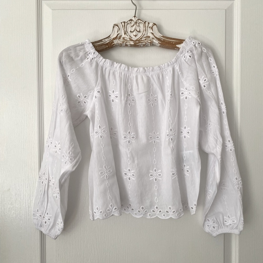 White, H&M top, size S